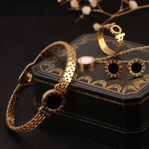 Trendy Elegant 18k Gold plated Jewelry Set Stainless Steel